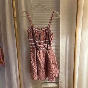 Red Gingham Sundress with Ruffle Trim
